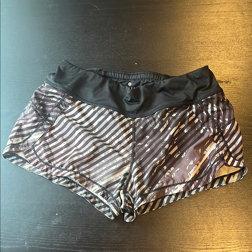 Athleta Black and Gray Athletic Shorts with Lightweight Design